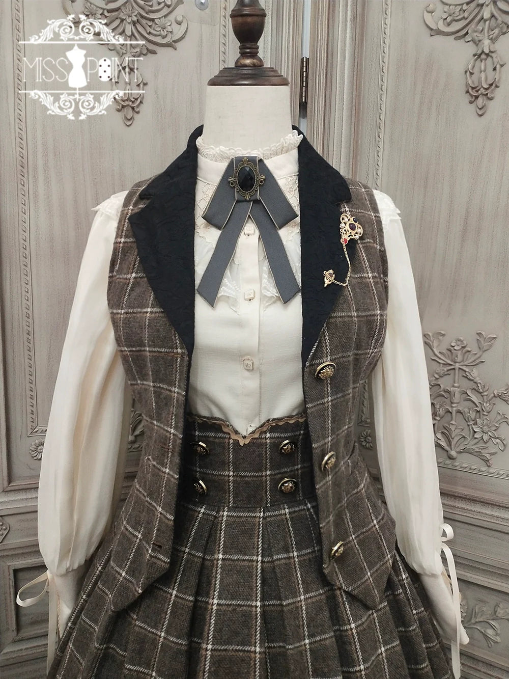 Miss Point - Rose - Elegant Lolita Pliad Print Vest Customized