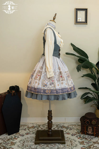 Miss Point - Demon Hunting Notes - Gothic Lolita Cross Print Short Skirt