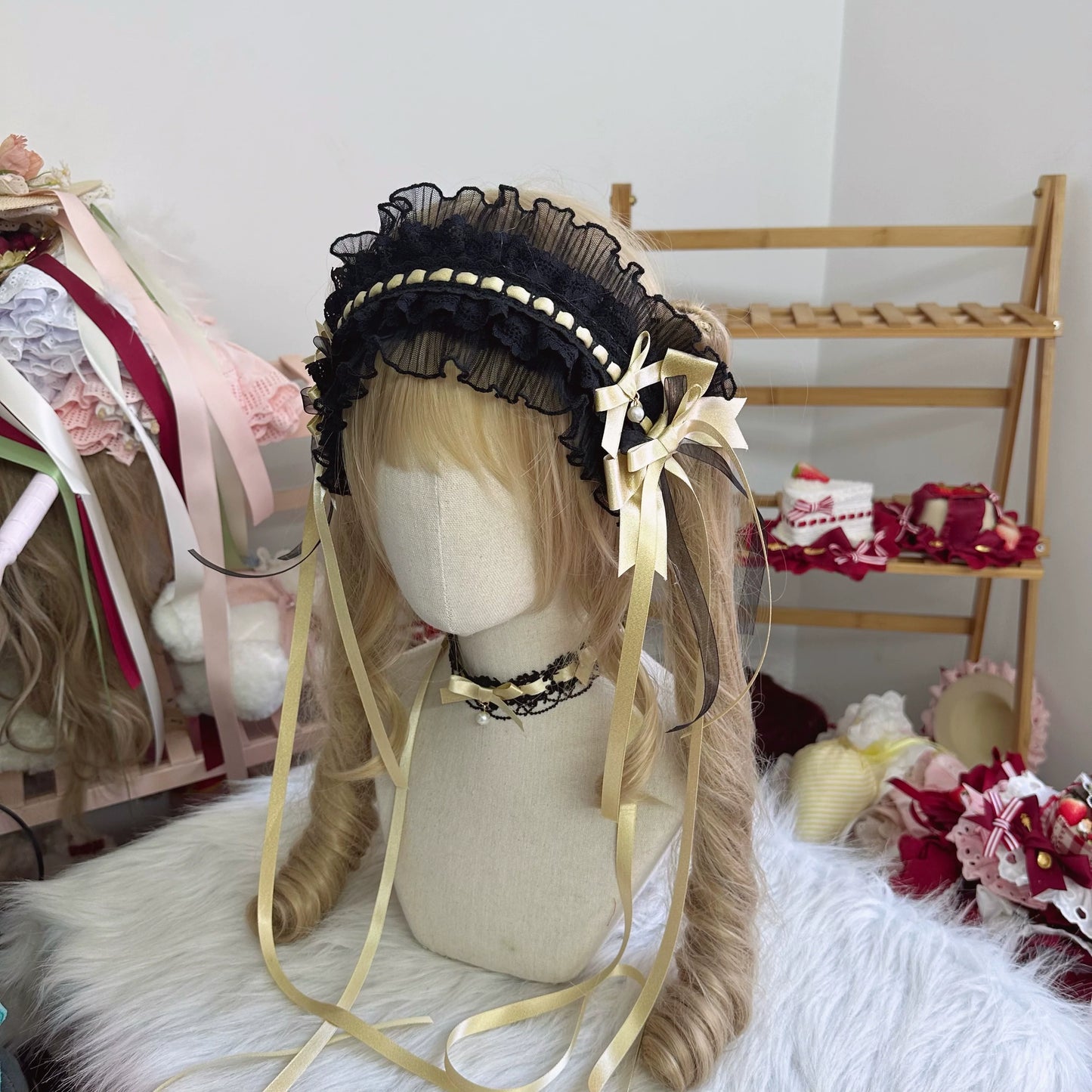 Chestnut Lolita - Sweet Lolita Headdress, Bow and Lace Decoration