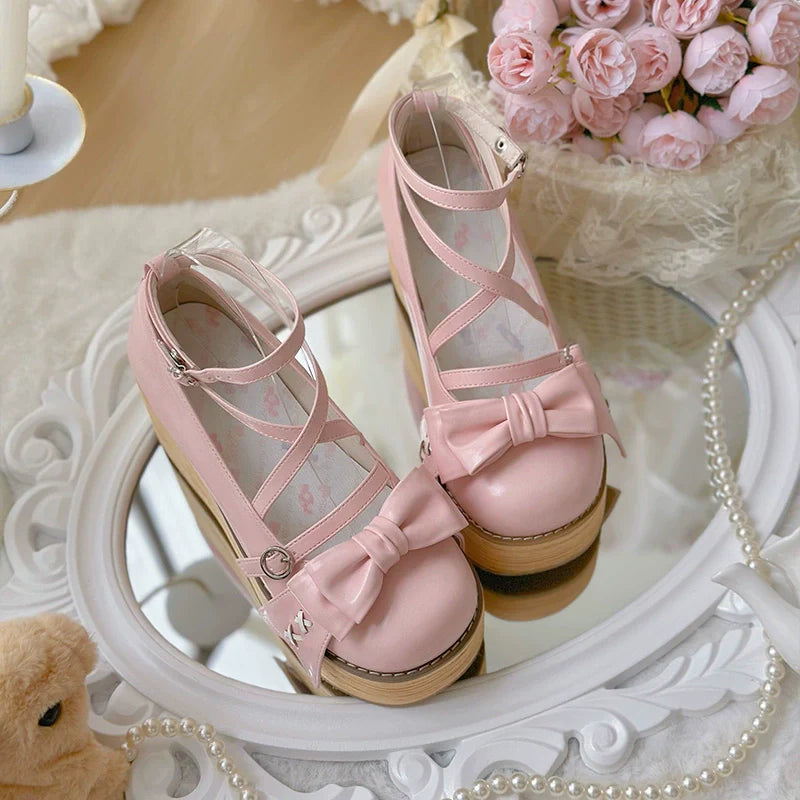 SeeYou - Sweet Cake - Sweet Lolita Platform Shoes Wood Grain