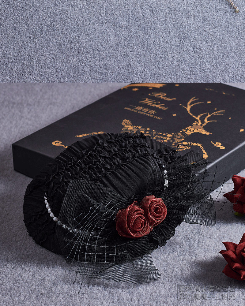 Sugar Time - Gothic Lolita Burgundy Hair Accessory