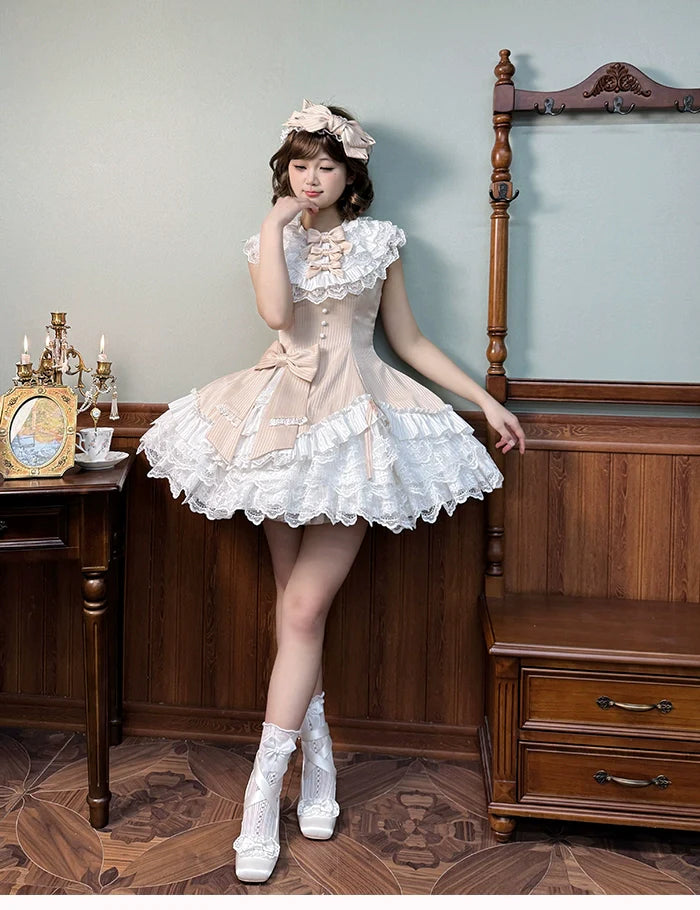 Alice Girl - Arrogant Miss - Sweet Lolita Jumper Dress with Tiered Lace Dress