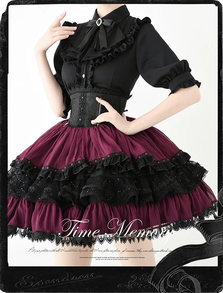Time Memory - Earl Girl - Chiffon Classic Lolita Shirt, Mid-Length Mutton Sleeves