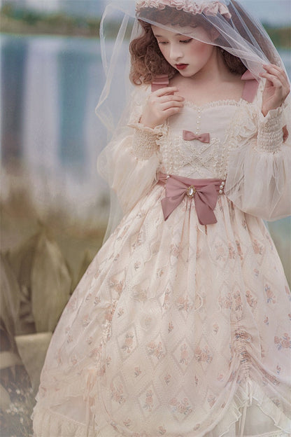 Letters from Unknown Star - Time Stationery - Elegant Lolita Long Sleeve OP Dress