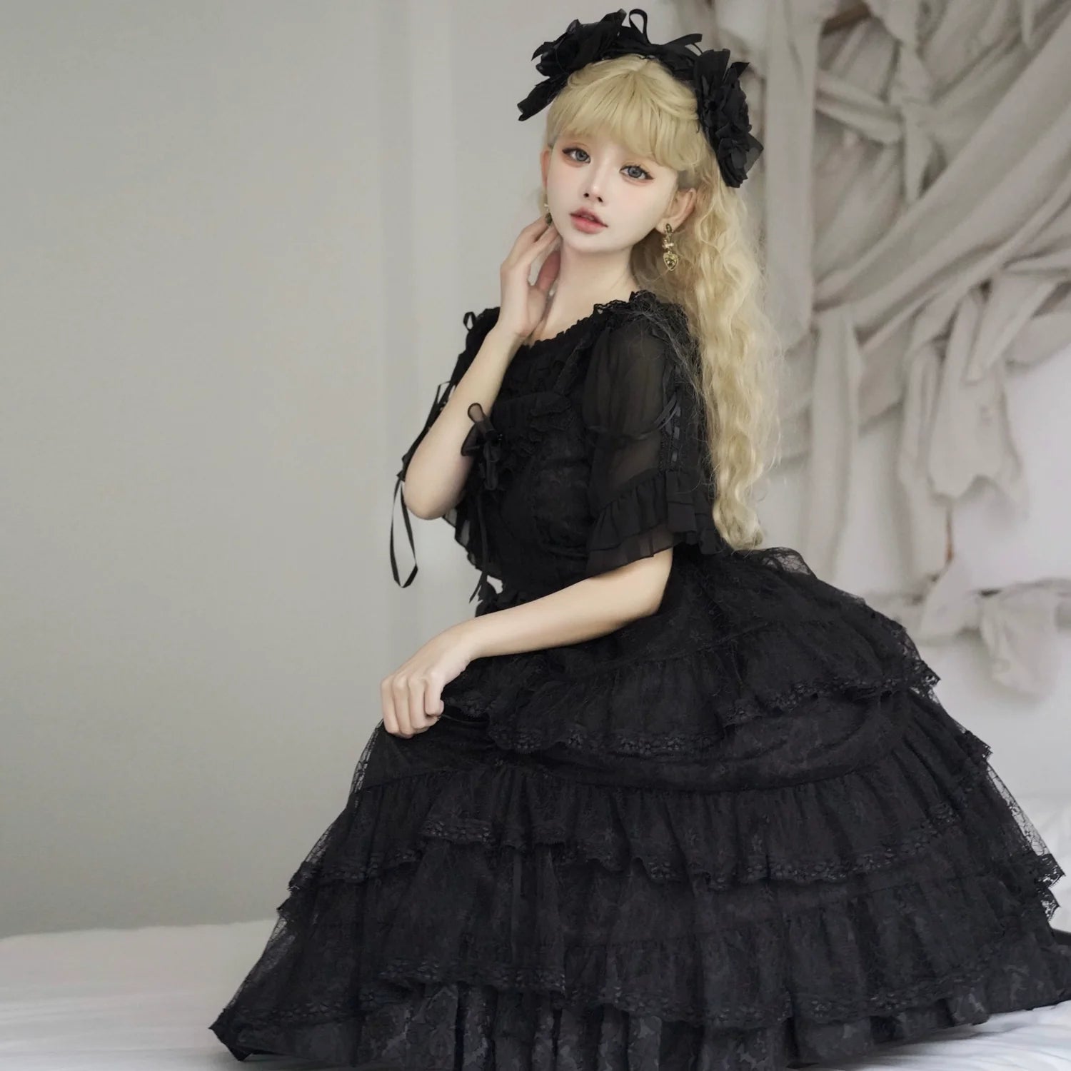 Eieyomi - Iris Love - Gothic Princess Lolita JSK Dress + Elegant Chiffon Top