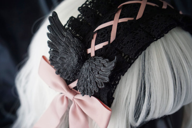 Strange Sugar - Black Wings Halloween Goth Lolita Hairband