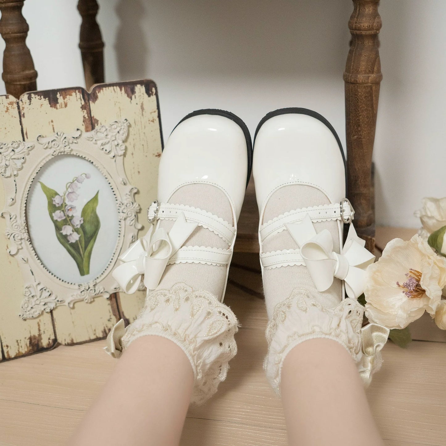 Dolly Doll - Apple Candy - Mary Jane Lolita Shoes Bow PU Low-Mid Heel Shoes