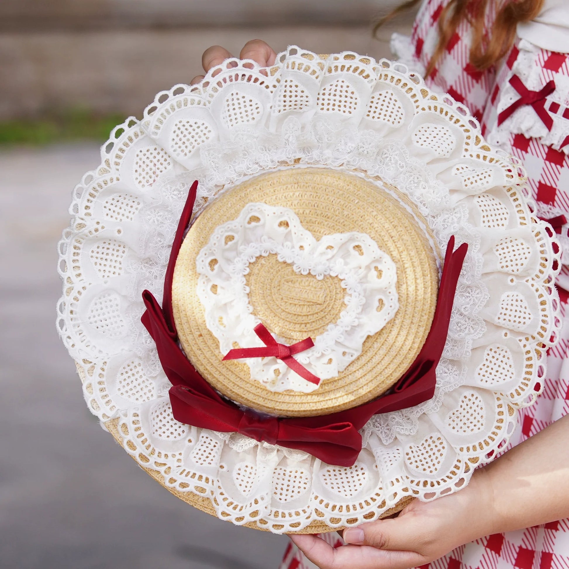 Chubby Cat Diary - Gingham Strawberry - Plus Size Country Lolita OP Dress