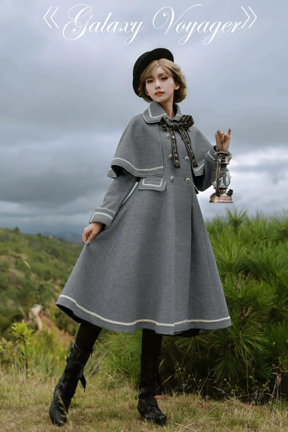 Unideer - Galaxy Traveler - Classic School Lolita Overcoat with Detachable Cape and Bow