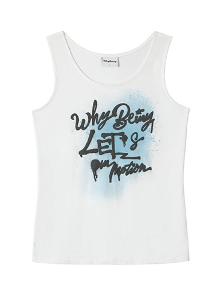 English Logo Print Tank Top【s0000002213】