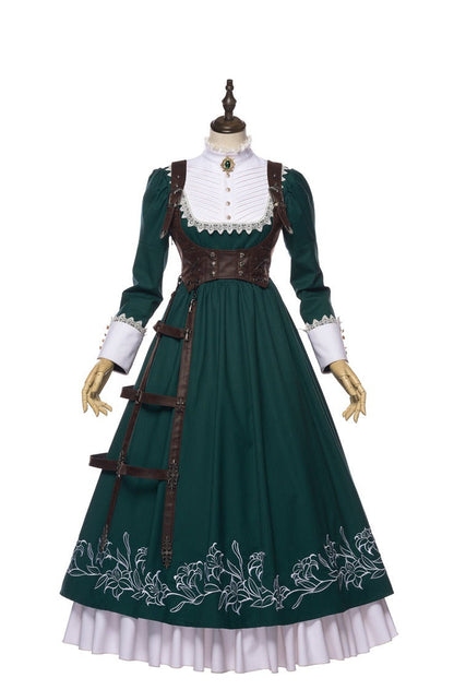 Youpairui - Lobnya - Gothic Nun Lolita Green OP Dress Set