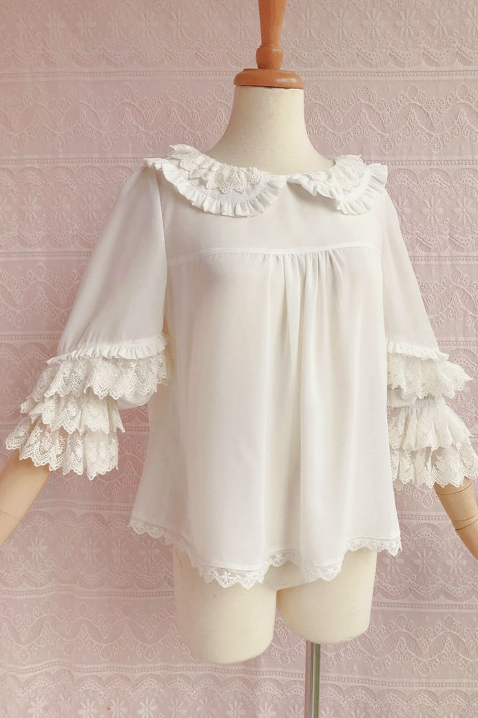 Yilia - Kawaii Lolita Nine Sleeve Chiffon Blouse