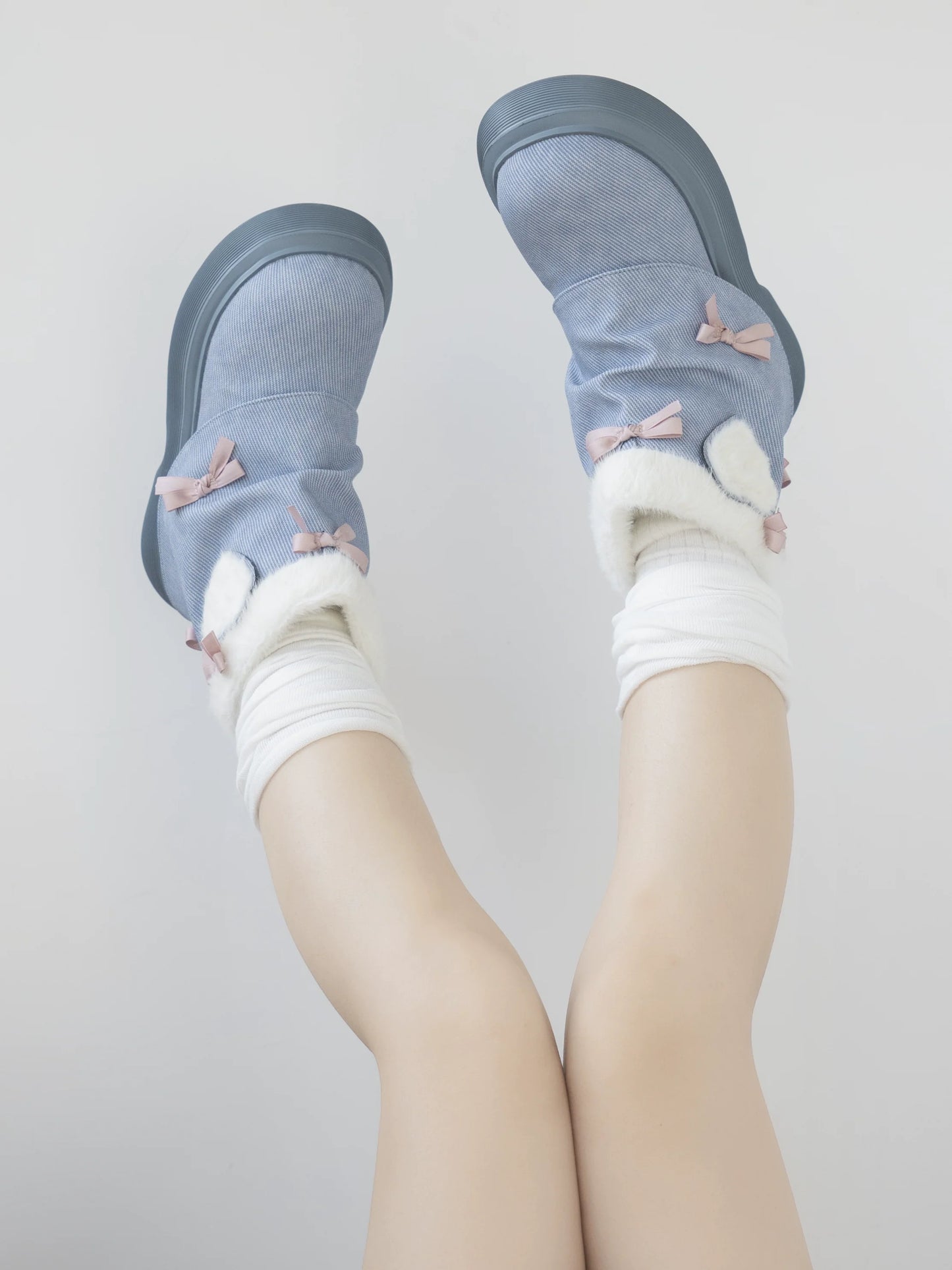 Dolly Doll - Ponyo - Winter Casual Lolita Boots Bow Thick Sole Shoes