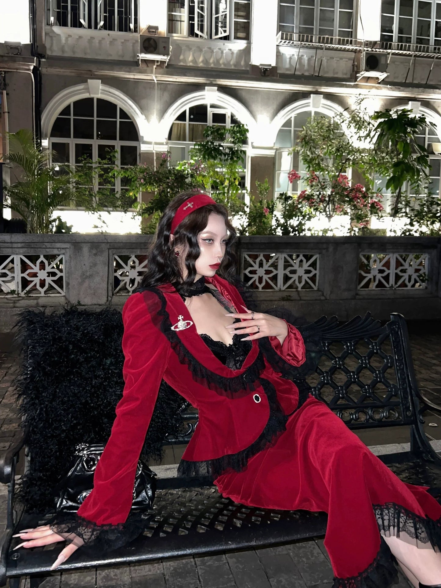 BLACKLIST - Poisonous Apple - Christmas Lolita Dress Bungundy Fishtail Skirt Set