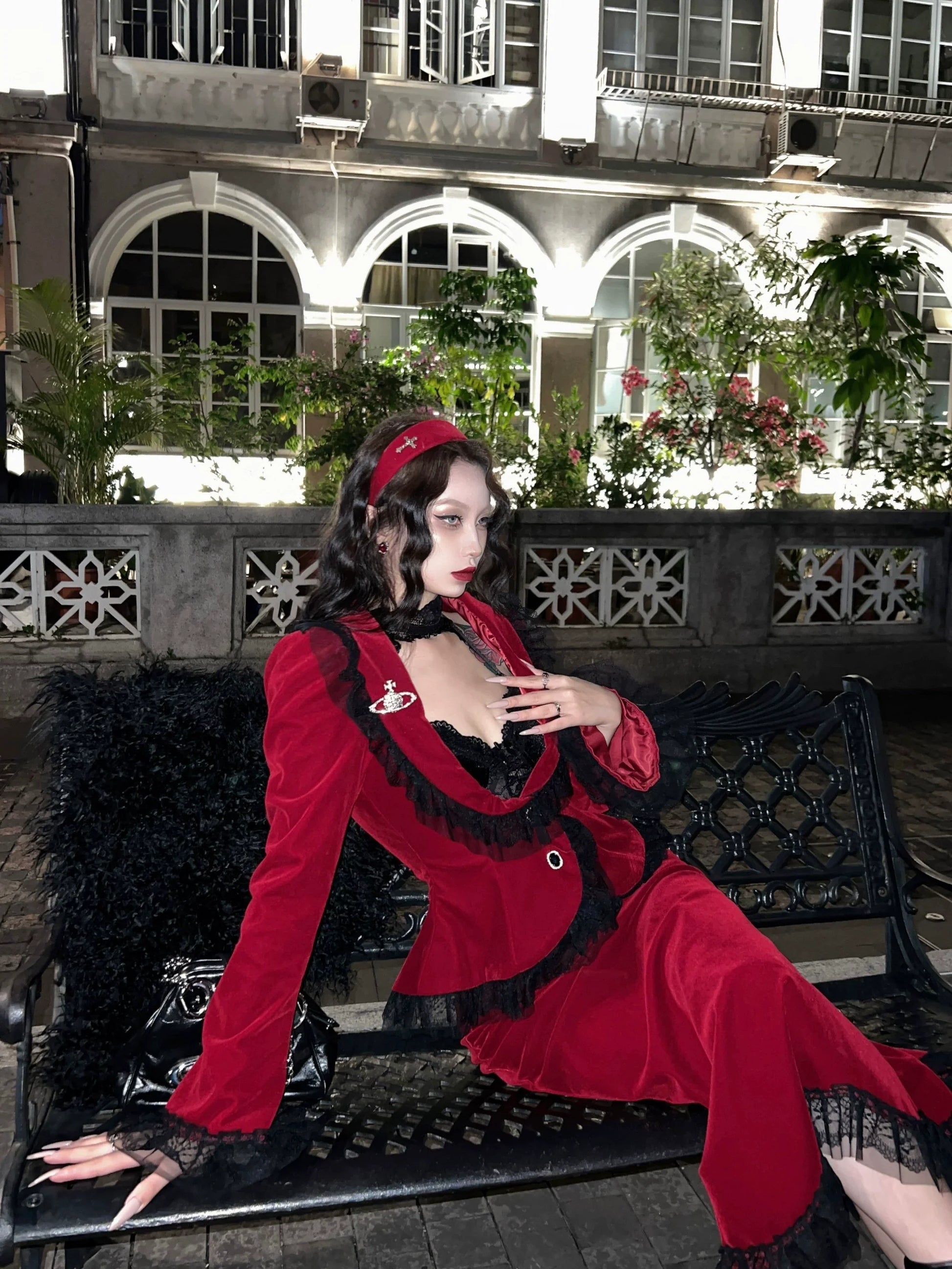 BLACKLIST - Poisonous Apple - Christmas Lolita Dress Bungundy Fishtail Skirt Set