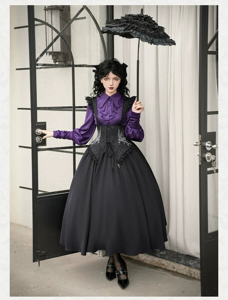 With PUJI - Thorny Night - Gothic Lolita Bust-supporting Skirt With Removable&Adjustable Strap