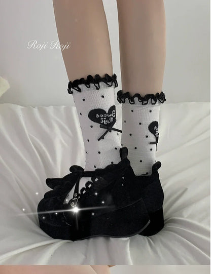 Roji Roji - Sweet Lolita Socks Cute Lolita Short Socks With Polka Dot