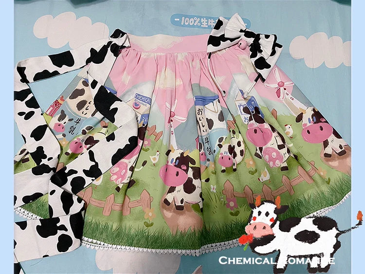 Chemical Romance - Sweetheart Farm - Sweet Lolita SK Cow Print Lolita Dress