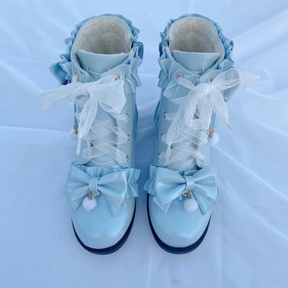 Fairy Godmother - Enthusiastic Ideation - Elegant Lolita Shoes Fleeced Short Martin Boots