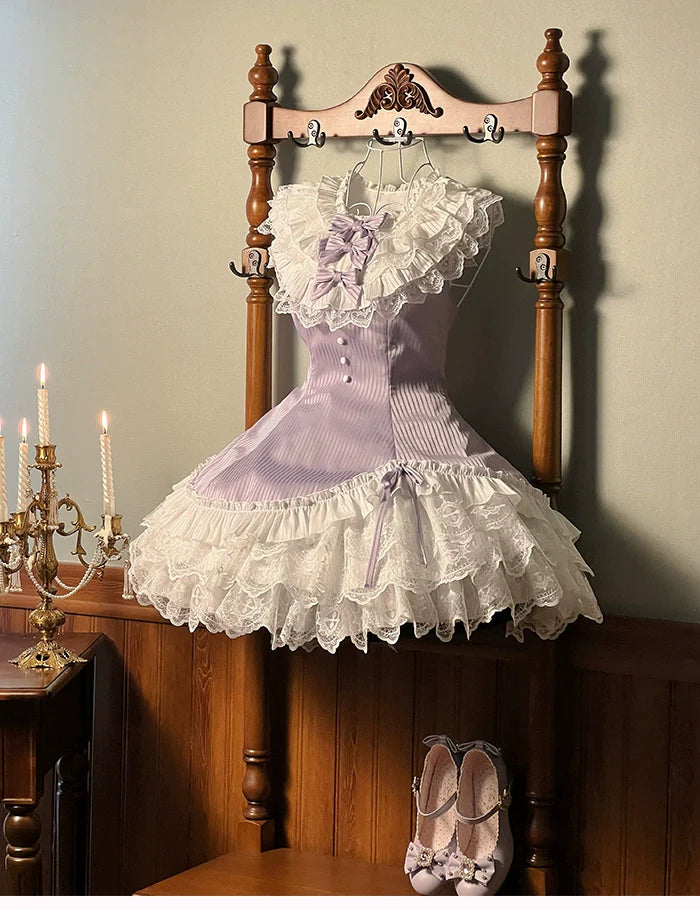 Alice Girl - Arrogant Miss - Sweet Lolita Jumper Dress with Tiered Lace Dress