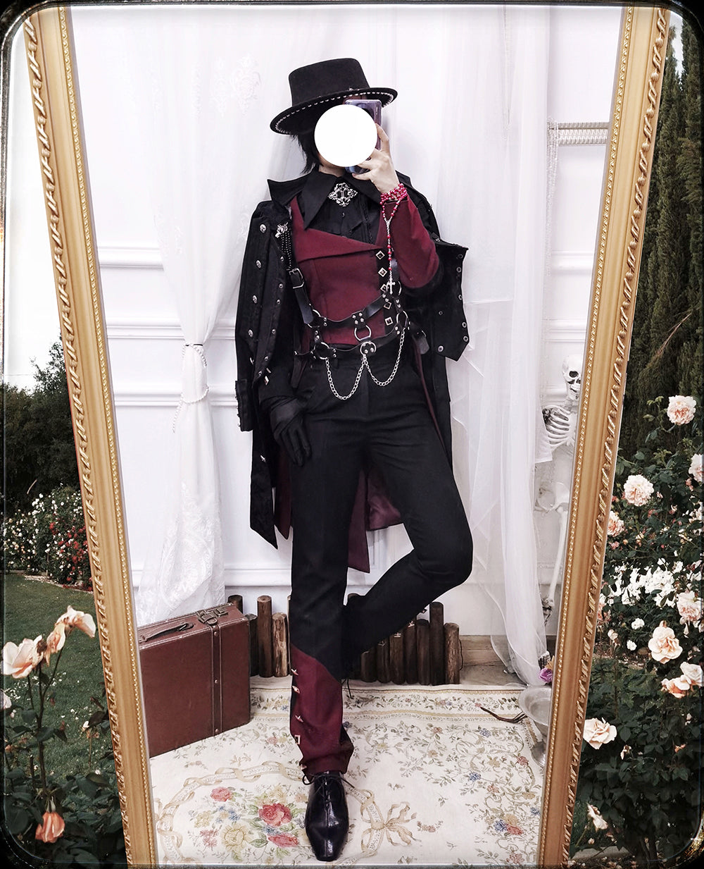 Princess Chronicles - Red and Black - Retro Ouji Lolita Handsome Black Pants