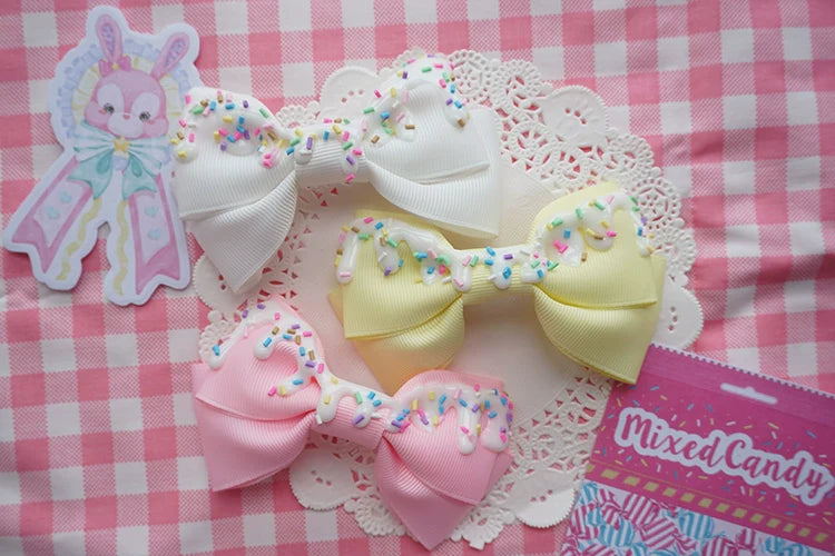 Cat Tea Party - Handmade Sweet Lolita Bow Hair Clip Cute Imitation Cream Cake