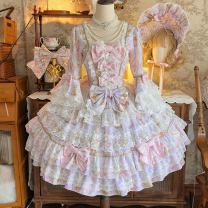 Hanguliang - Candlelight Sonata - Sweet Lolita Long Sleeve OP, Tiered Ruffles