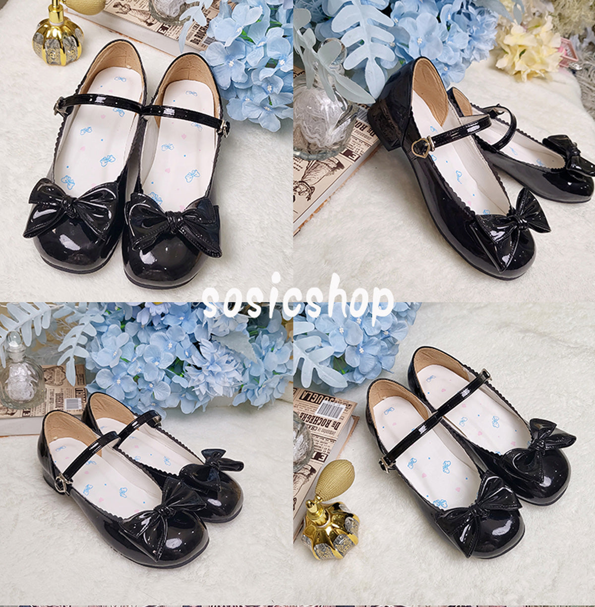 Sosic - Kawaii Lolita Bow Falt Shoes