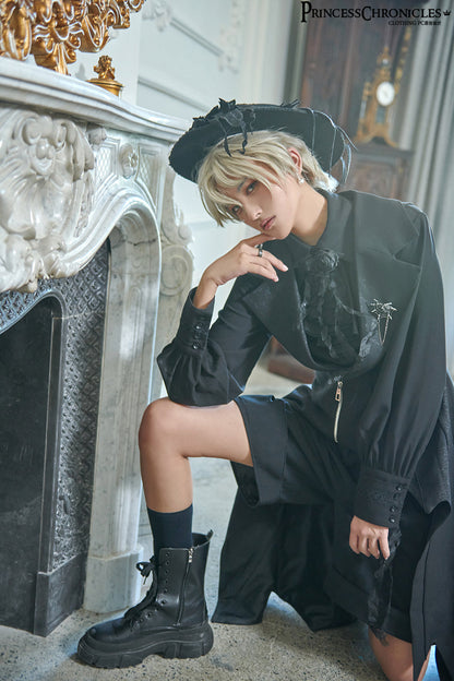 Princess Chronicles - Wind - Ouji Lolita Black Long Vest