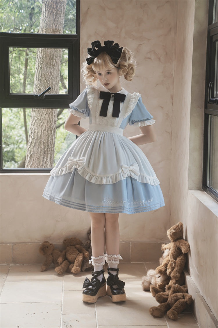 Letters from Unknown Star - Sweet Alice - Short Sleeves Maid Lolita OP