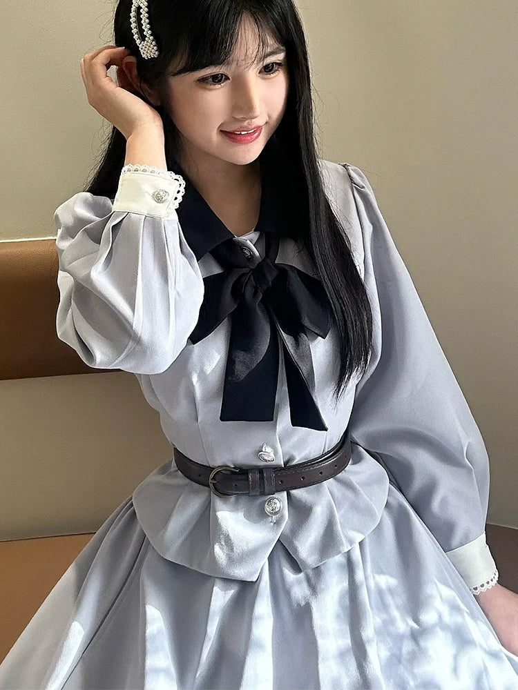 Sweet Wood - Daily Lolita Skirt Set Long sleeve Coat Dress Set