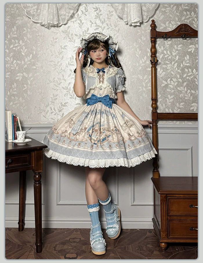 Alice Girl - Sea Salt Fairytale - Sweet Doll-like Lolita OP Animal Printed Lolita Dress
