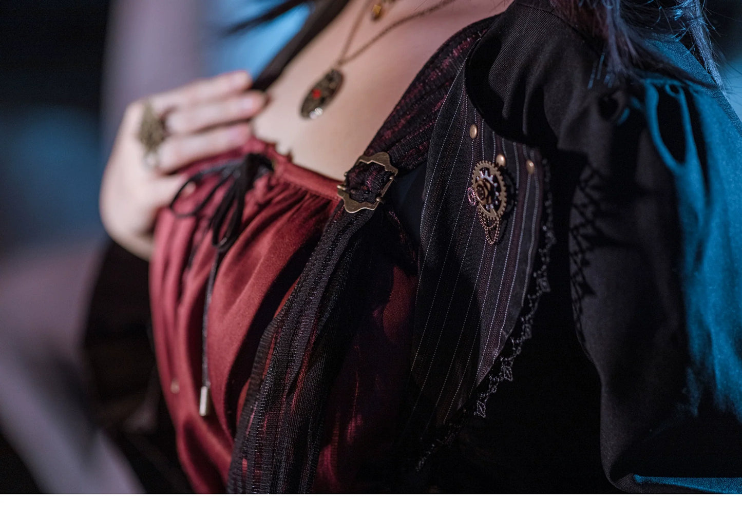 Mr. Yi's Steam Continent - Gothic Lolita Cardigan Long Sleeve Black Short Jacket