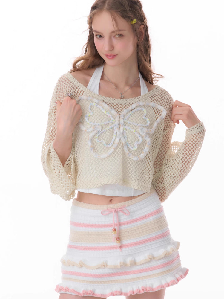 Butterfly short long sleeve knit【s0000007834】