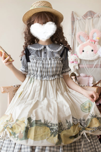 MIST - Kawaii Lolita Plaid Blouse With Cat Ear Peter Pan Collar