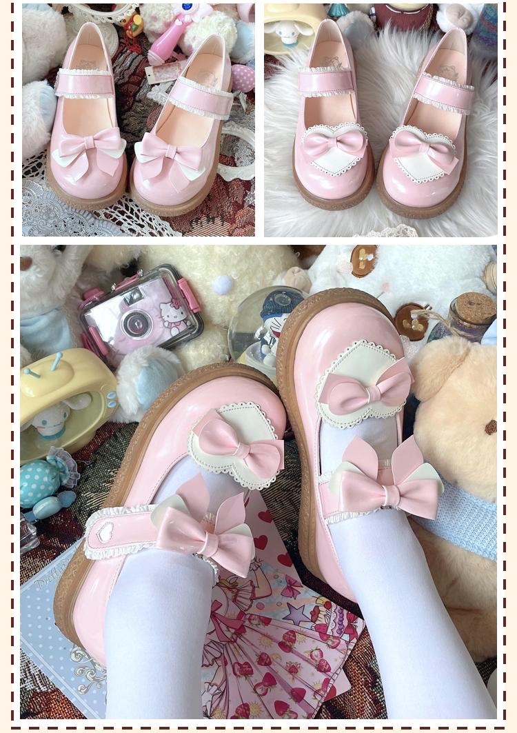 Lixing Luo - Cute Milkmaid Round Toe Multicolor Lolita Shoes
