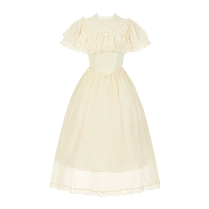 With PUJI - Morning Mist Estate - Twins Classic Lolita OP Dress, Edward Collar