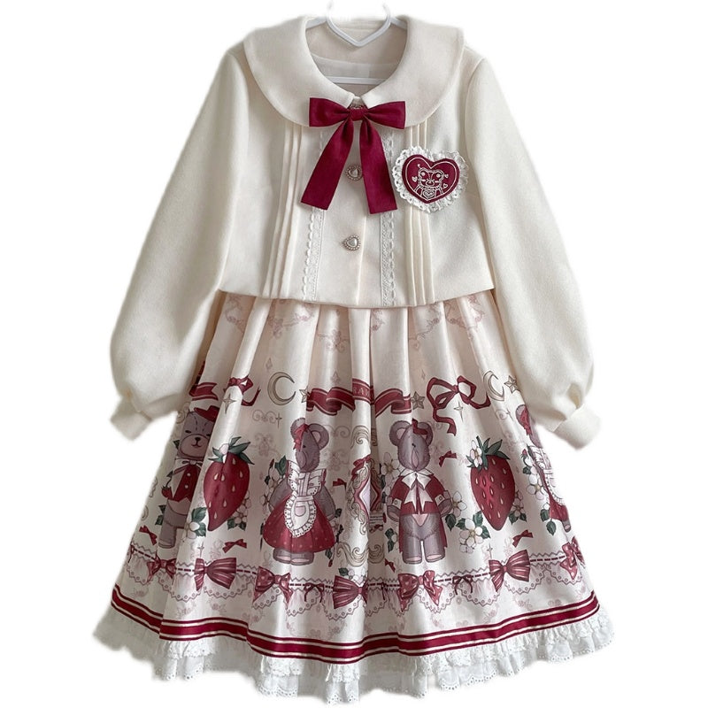 Designer's Gift - Christmas New Year Winter Lolita JSK Coat Set