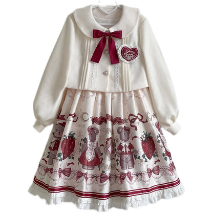 Designer's Gift - Christmas New Year Winter Lolita JSK Coat Set