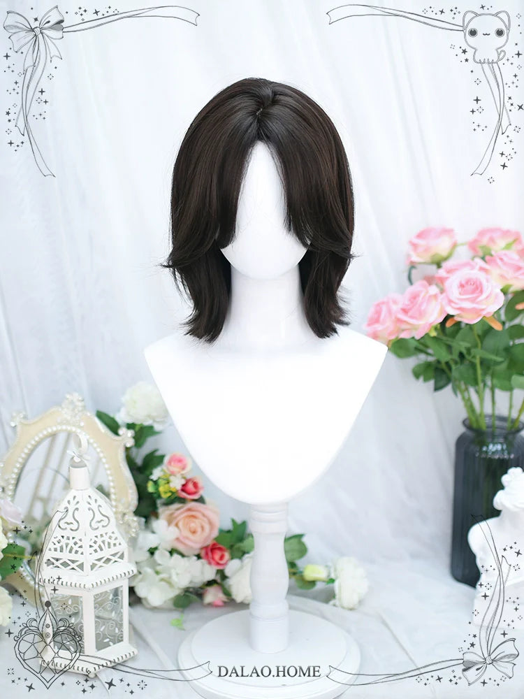Dalao Home - Bitter Wine - Daily Lolita Short Wig Eight-character Bangs Short Black Tea
