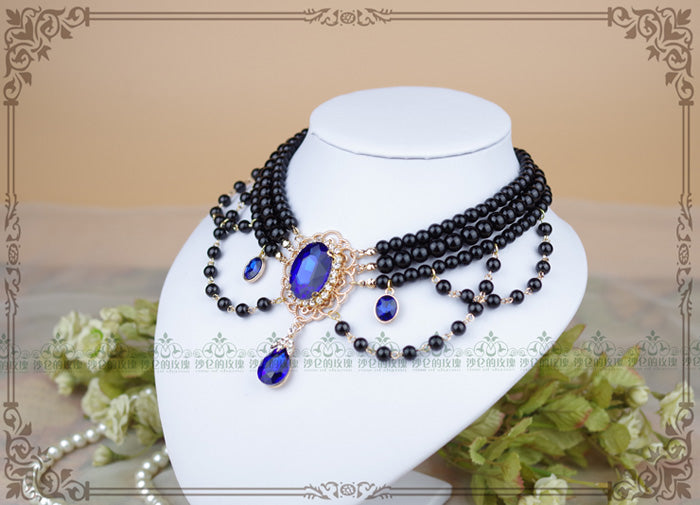 Rose of Sharon - Customized Lolita Pearl Necklace with Gemstone Pendants