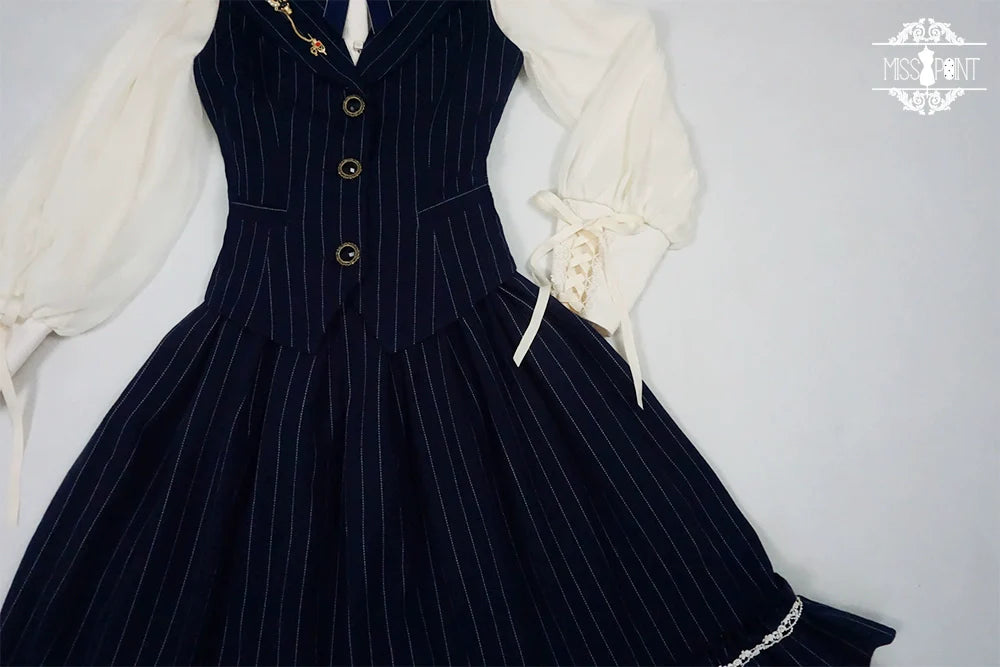 Miss Point - Rose Doll - Elegant Lolita Striped Fishbone Skirt