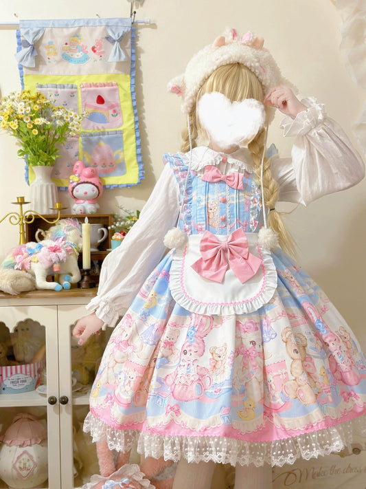 Hanguliang - Sweet Bunny Bear - Sweet Lolita Jumper Dress Cute JSK