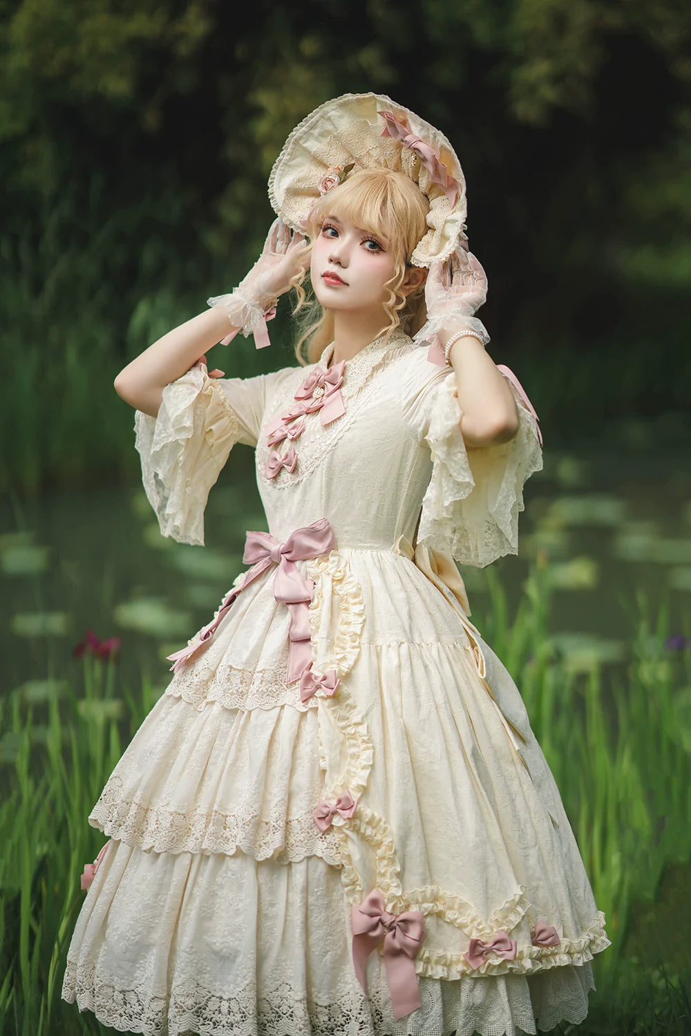Miss Point - Lilyka Garden - Classic Lolita OP Dress Set Elegant Floral Wall Princess Sleeve