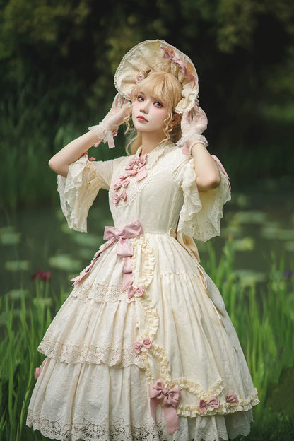 Miss Point - Lilyka Garden - Classic Lolita OP Dress Set Elegant Floral Wall Princess Sleeve