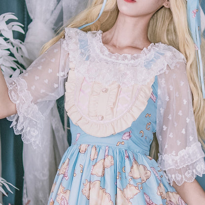 Niu Niu - Plus Size Lolita Shirt Lace Mesh Blouse