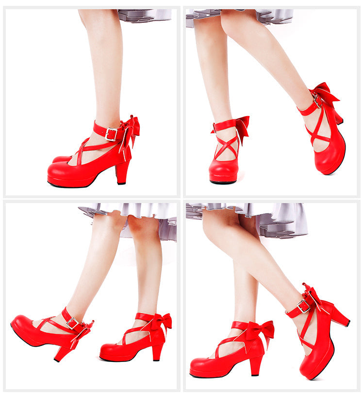 Angelic imprint - Elegant Lolita Shoes Princess Bowknot Lolita Heels Shoes