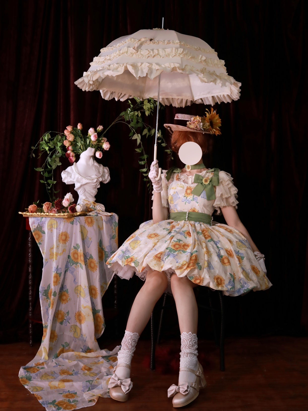 Akiyama Future Studio - Sunflower Print Lolita JSK Dress in Breathable Light Fabric