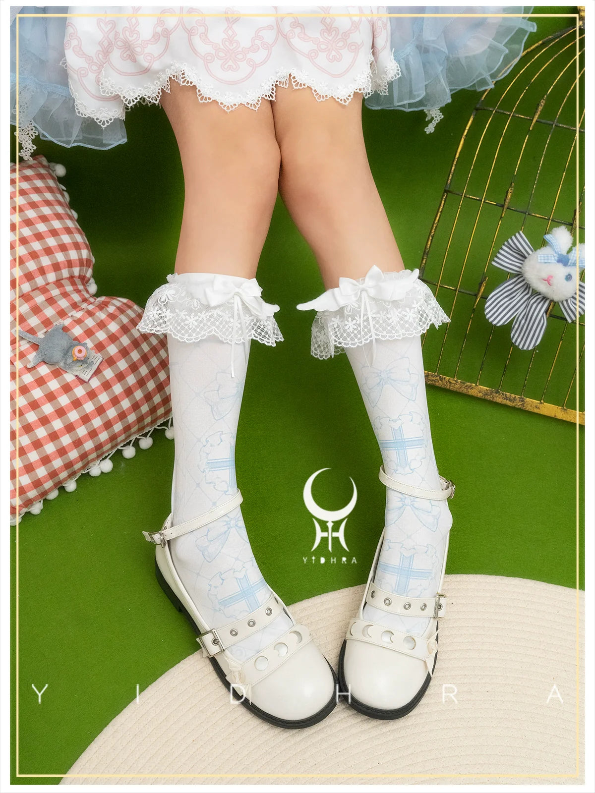 Yidhra - Printed Sweet Lolita Calf Socks, Detachable Calf Band