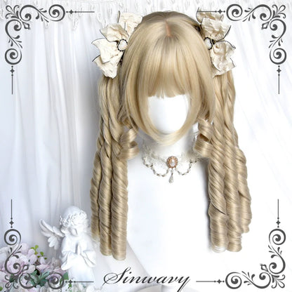 Sinwavy - Retro Lolita Wigs Beige Gold Roman Roll Wig